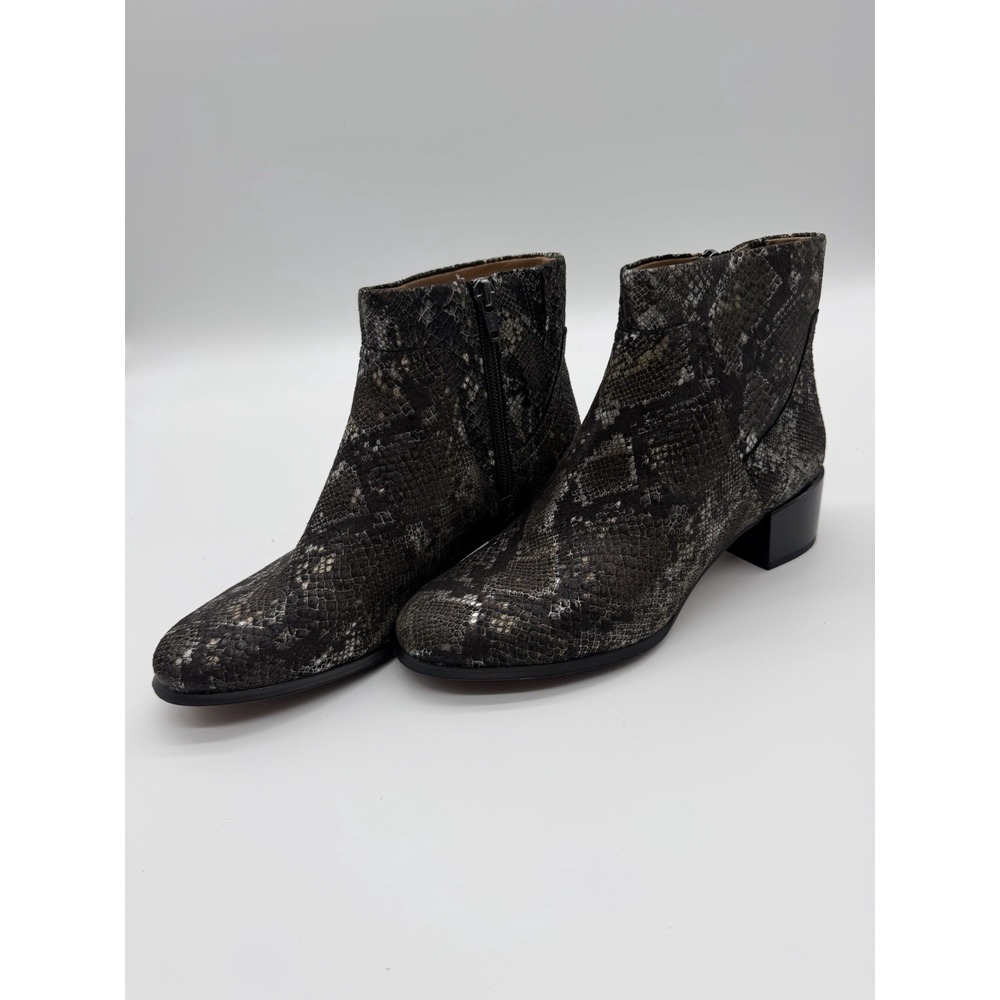 Vionic Kamryn Snake Print Booties Women's 6.5 M Grey Black Waterproof Boho NEW